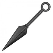 11 Replica Anime 3-Point Single Black Ninja Kunai Knife w/ Wrap