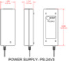 RDL PS-24V3A 24 VDC Switching Power Supply with DC Plug, No Cord (PS-24V3A)