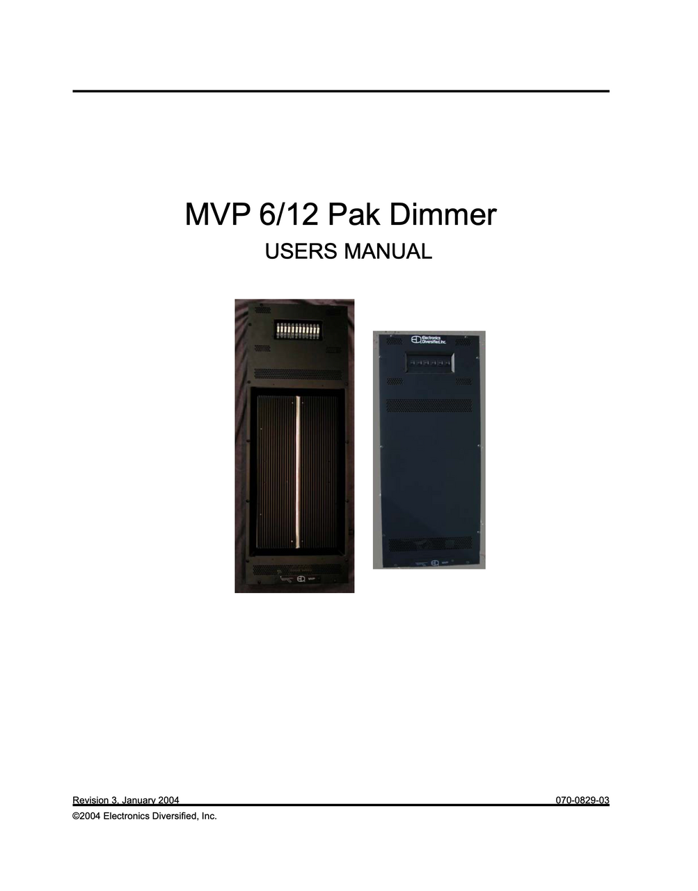 EDI MVP Dimmer Pack User Manual
