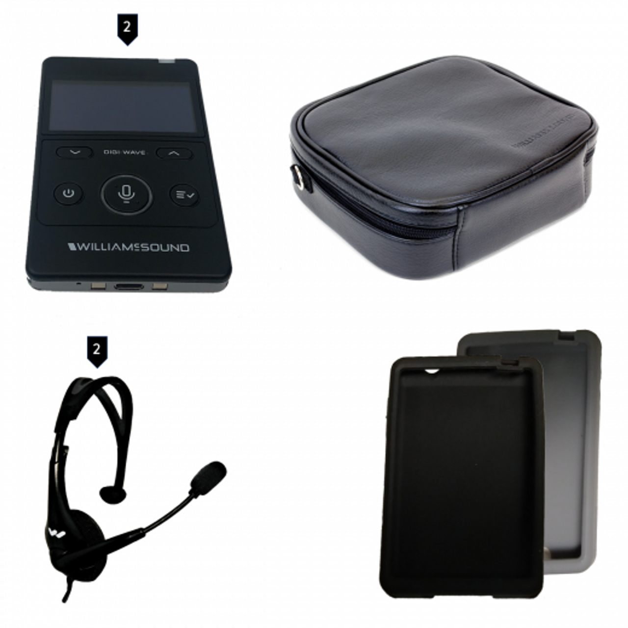 Williams Sound  (DWS PCS 2 400) Digi-Wave 400 Series Personal Communication System Replaces DWS PCS 2 300, Includes 2 DLT 400 transceivers, 2 MIC 144 headset microphones, 1 CCS 043 system carry case, 1 CCS 061 BK black silicone skin, 1 CCS 061 GR grey silicone skin