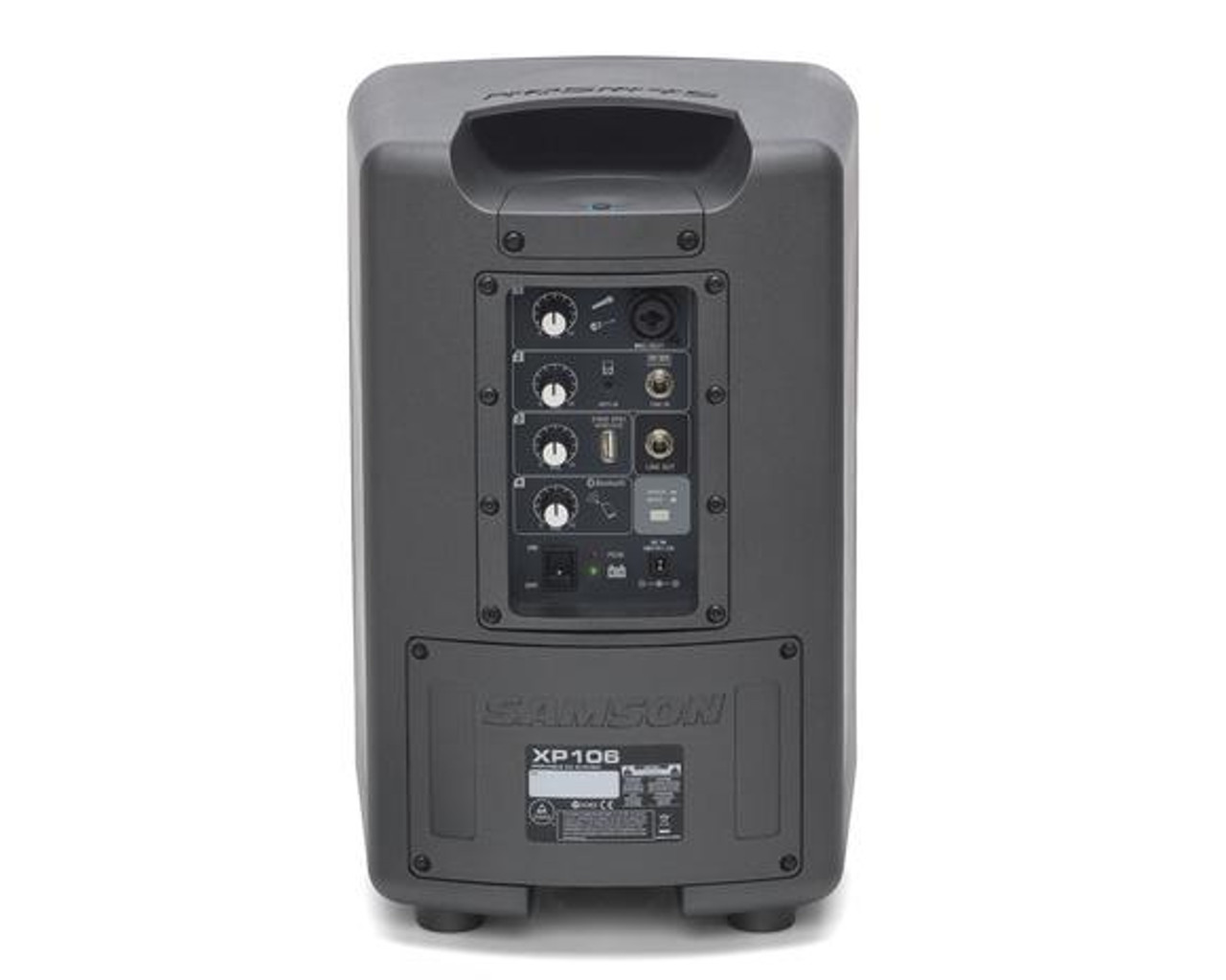 Samson SAXP106, Expedition XP106 Portable PA - 100 watts, 2-way, 6" Woofer, Bluetooth, Wired HH mic  (rechargeable battery)