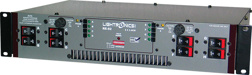 Lightronics RE82D Rack Mount Dimmer 8 Channels 2400W Per Channel (Lightronics RE82D)