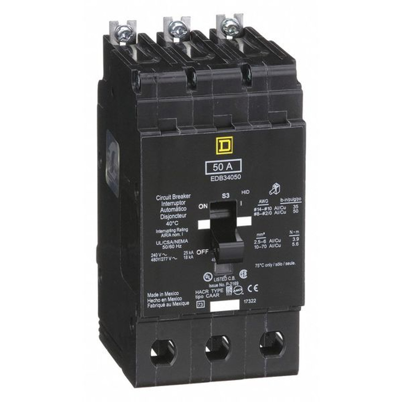 LynTec UBR-350 Bolt-On UnMotorized Breaker, Square D #EDB34050