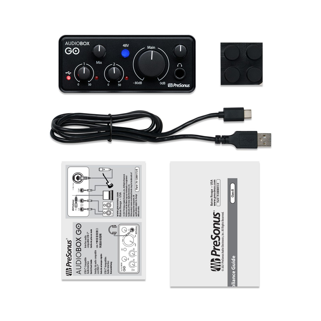 PreSonus AudioBox GO Ultra-compact, 2x2 USB Audio Interface / 96 kHz with  Mic/Line and Instr Inputs, Studio One Prime