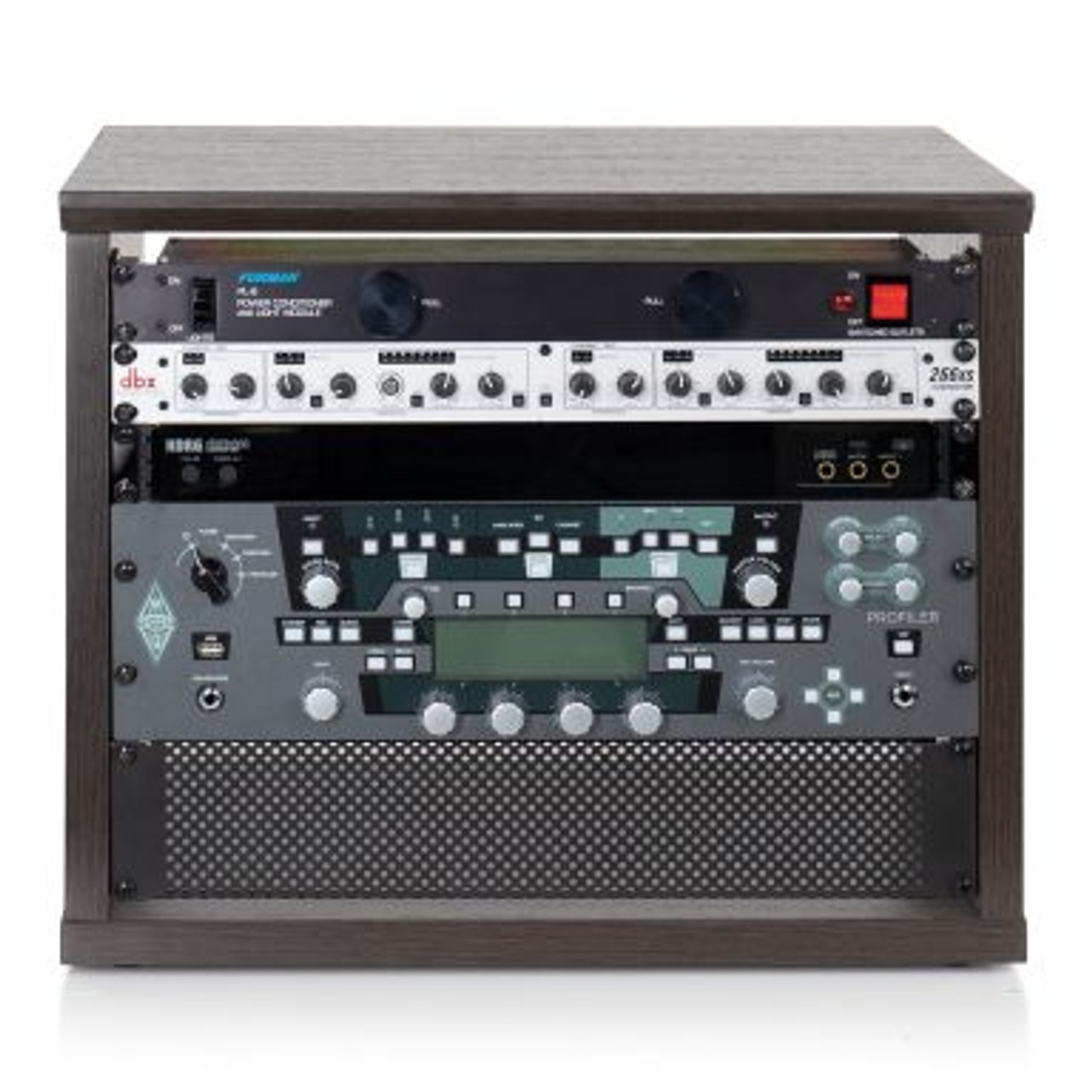 Gator GFW-ELITERK-8U-BRN Desktop Studio Rack In Dark Walnut Brown Finish