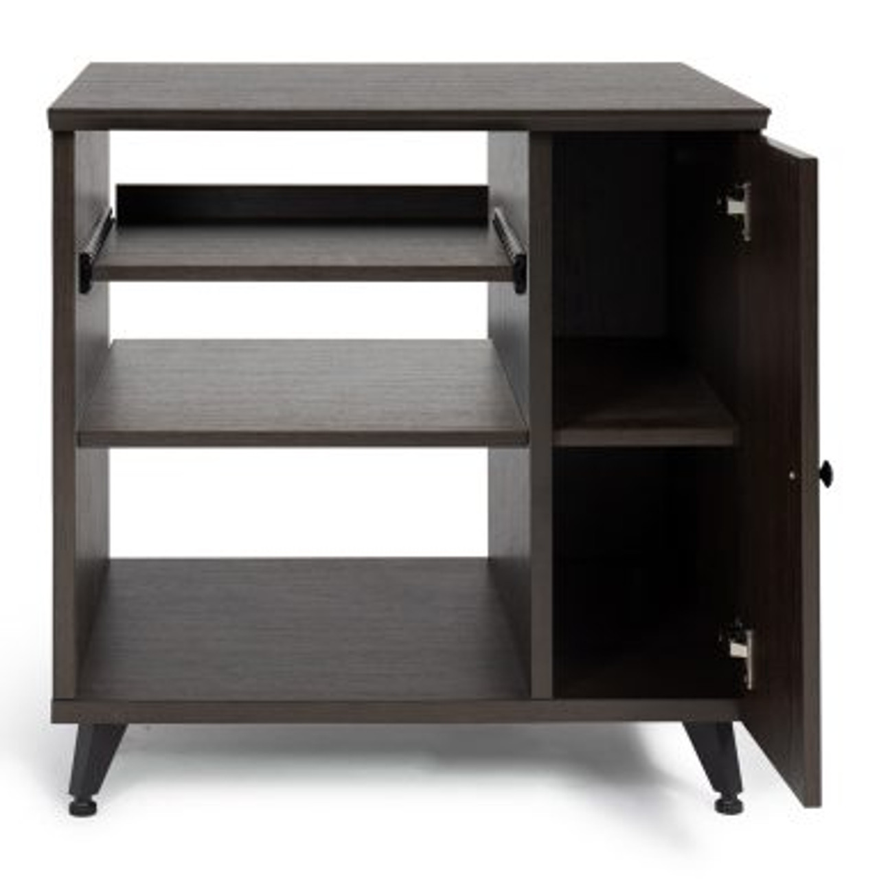 Gator GFW-ELITESIDECAR-BRN Elite Furniture Series Rolling Rack Sidecar Cabinet In Dark Walnut 