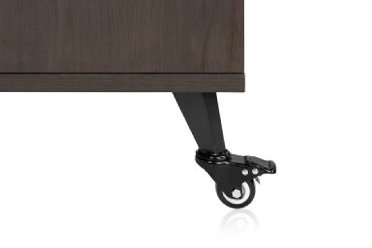 Gator GFW-ELITESIDECAR-BRN Elite Furniture Series Rolling Rack Sidecar Cabinet In Dark Walnut 