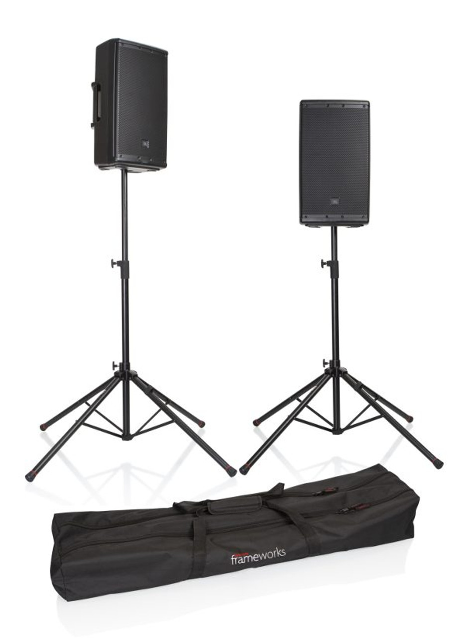 Gator GFW-SPK-4000 Two Quad Base Speaker Stand With Carry Bag 