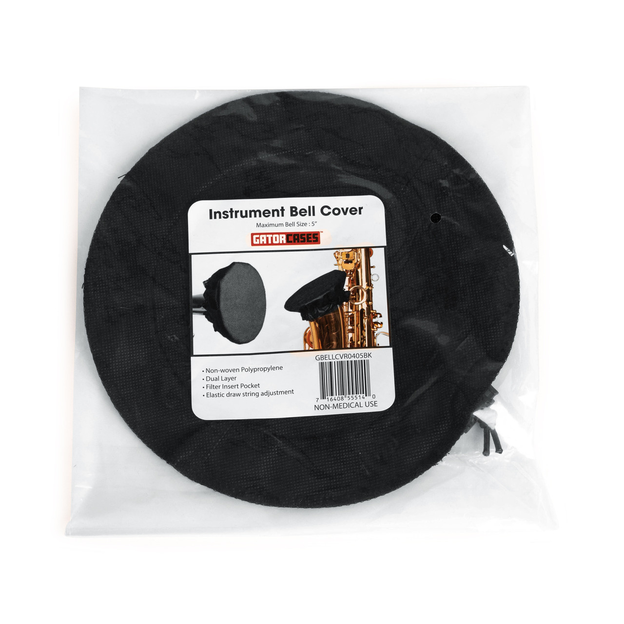 Gator GBELLCVR1617BK Black Bell Cover With MERV 13 Filter, 16-17 Inches