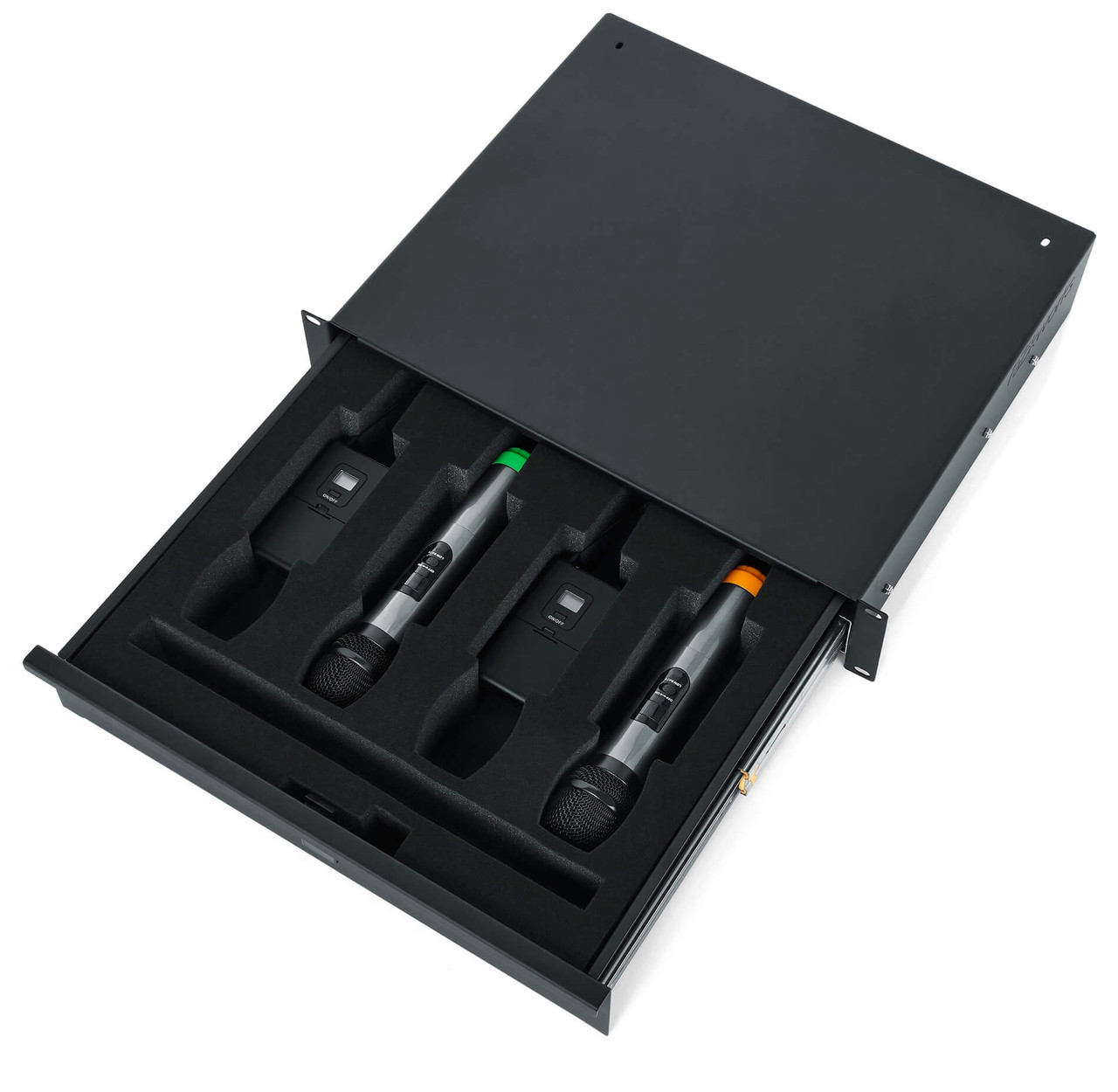 Gator GRW-DRWWRLSS Rackworks Rack Drawer; Insert for 4 Wireless Microphone Systems & Accessories