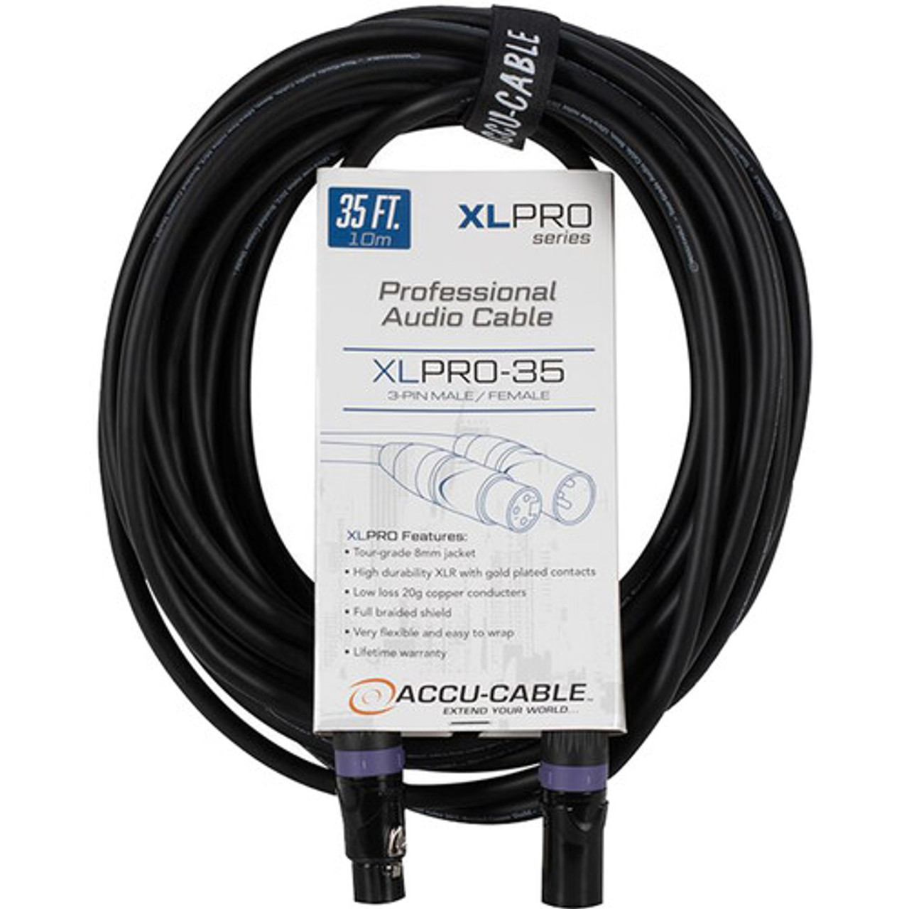 ADJ XLPRO-35 Accu-Cable XLR3M to XLR3F Audio Cable (35')