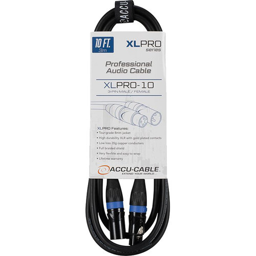 ADJ XLPRO-10 XLR3M to XLR3F Audio Cable (10') (XLP010)