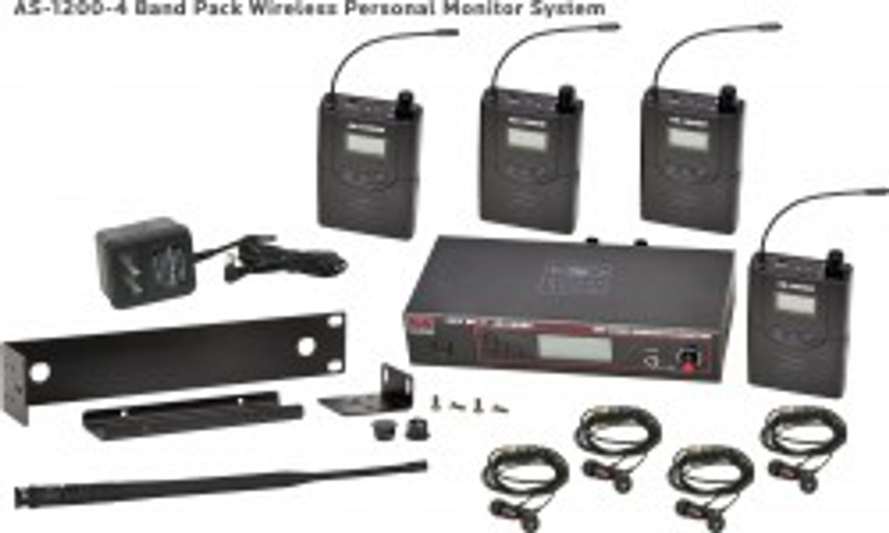 Galaxy Audio AS-1200-4* Wireless In-Ear Monitor Band Pack System with Standard EB4 Ear Buds