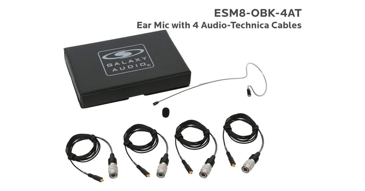 Galaxy Audio ESM8-OBK-4AT Black Single Ear Headset With Generation 1 Audio-Technica Cables 