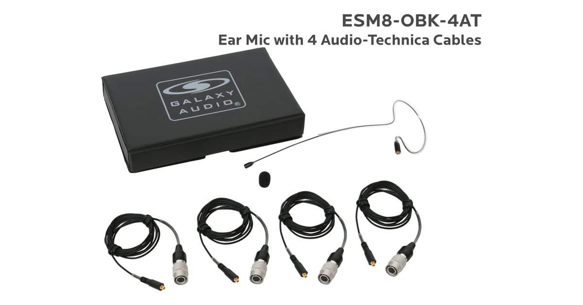 Galaxy Audio ESM8-OBK-4AT Black Single Ear Headset With Generation 1 Audio-Technica Cables