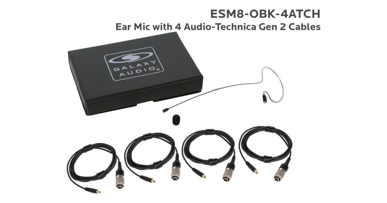 Galaxy Audio ESM8-OBK-4ATCH Black Single Ear Headset With Generation 2 Audio-Technica Cables