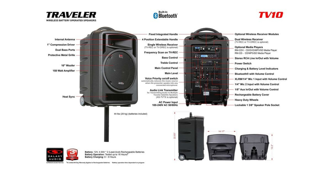 Galaxy Audio TV10-00100000 Traveler 10 With Receiver