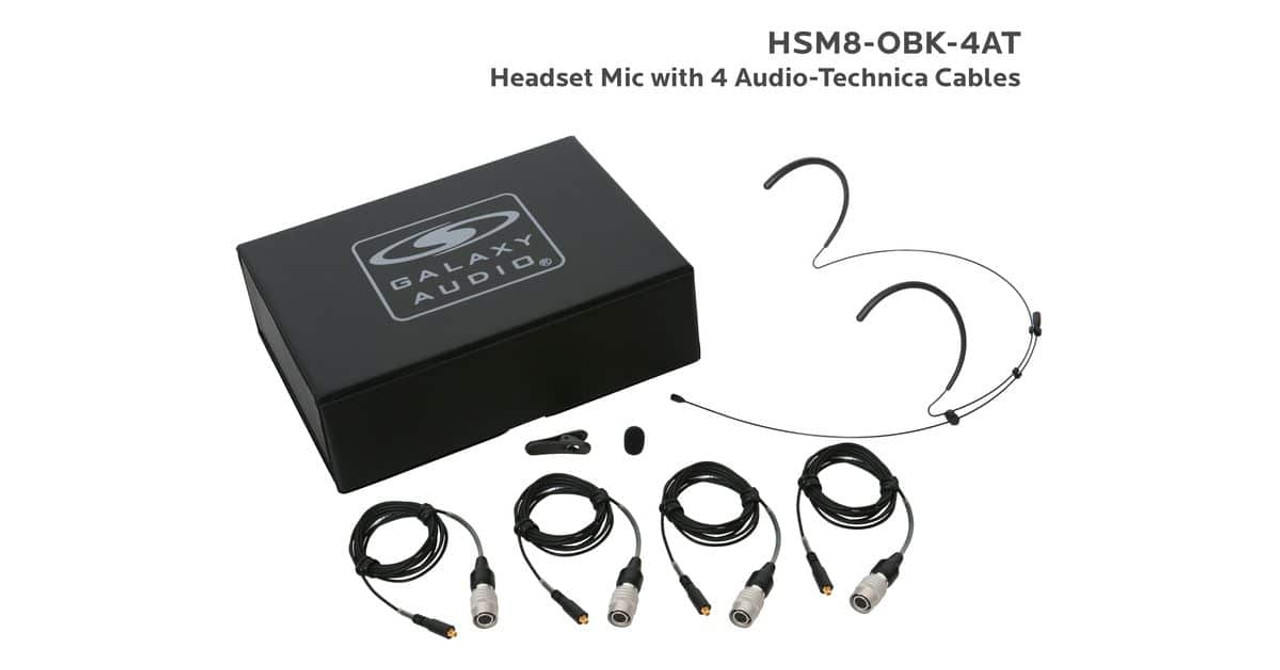 Galaxy Audio HSM8-OBK-4AT Black Omni-Directional Headset Mic With 4 AT Cables