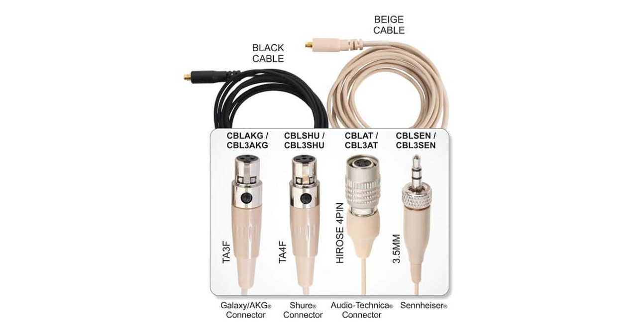 Galaxy Audio HSM8-UBK-4AT Black Uni-Directional Headset Mic With 4 AT Connectors