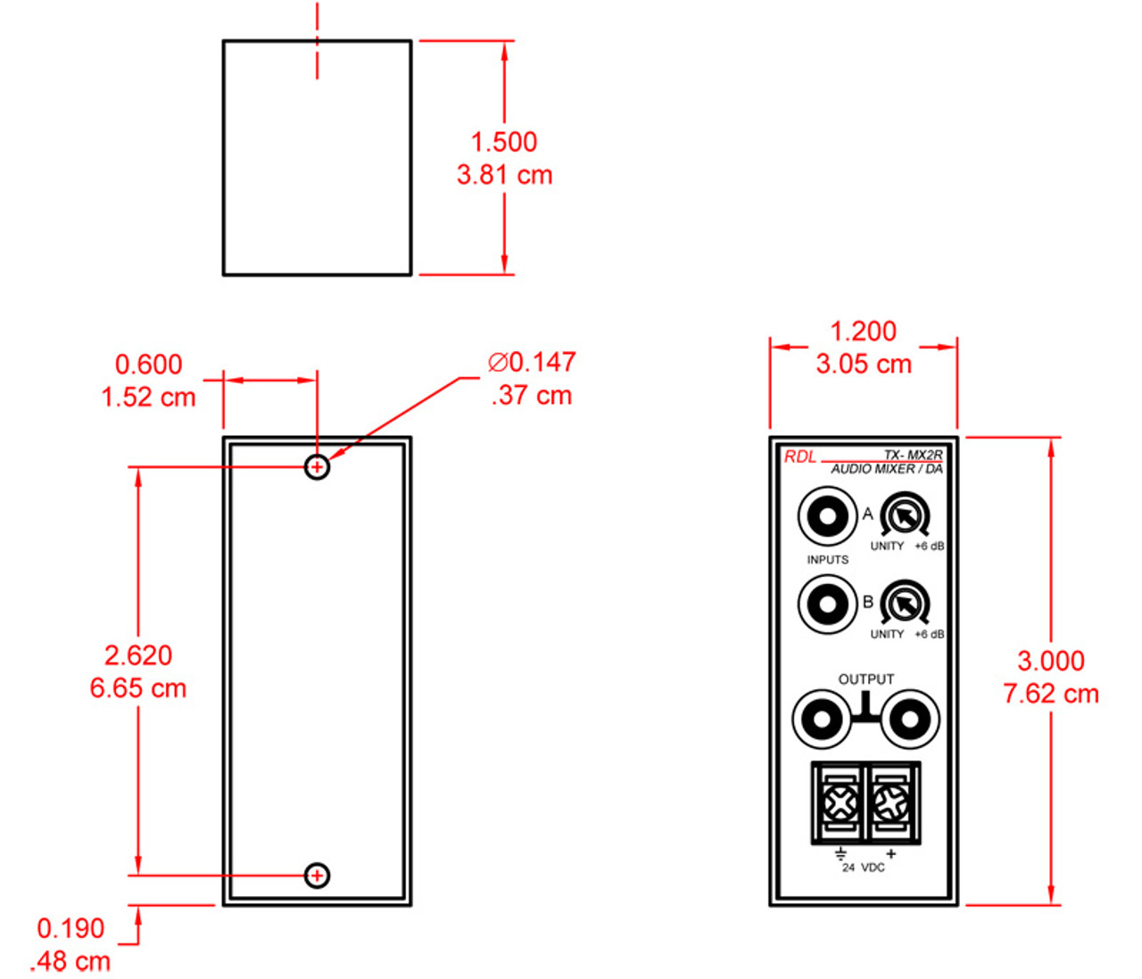 RDL TX-MX2R Audio Mixer / Distribution Amplifier (TX-MX2R)