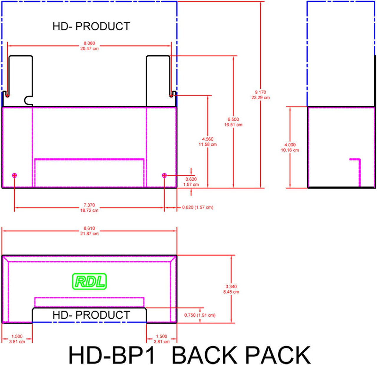 RDL HD-BP1 BACK-PACK Rear Cover (HD-BP1)