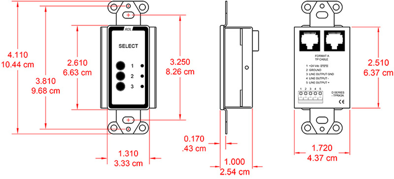 RDL D-TPRX3A Three Input Format-A Source Selector (DTPRX3A)