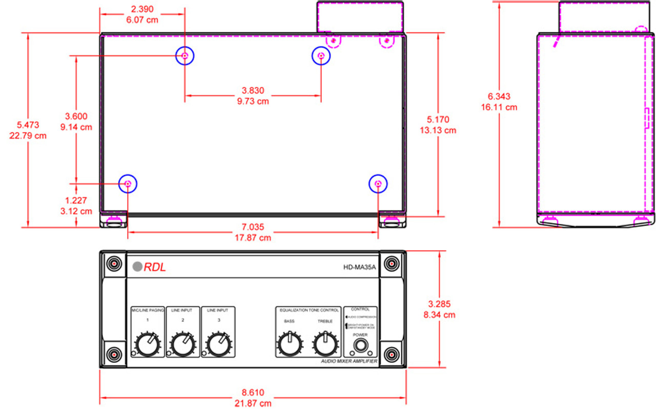 RDL HD-MA35A 35 Watt Mixer Amplifier with Power Supply (HD-MA35A)