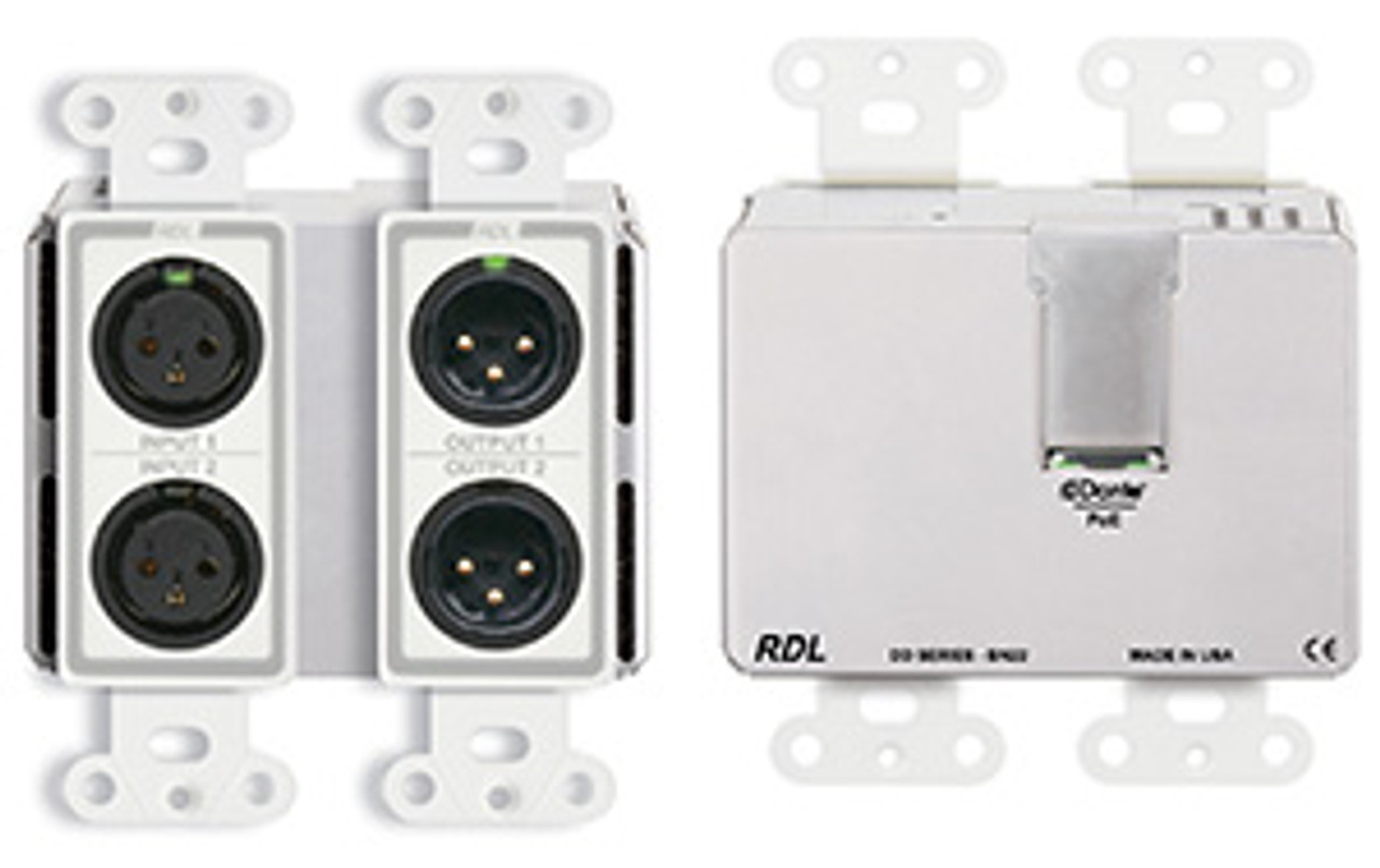 RDL DD-BN22 Wall-Mounted Bi-Directional Mic/Line Dante Interface 2 x 2 (DDBN22)