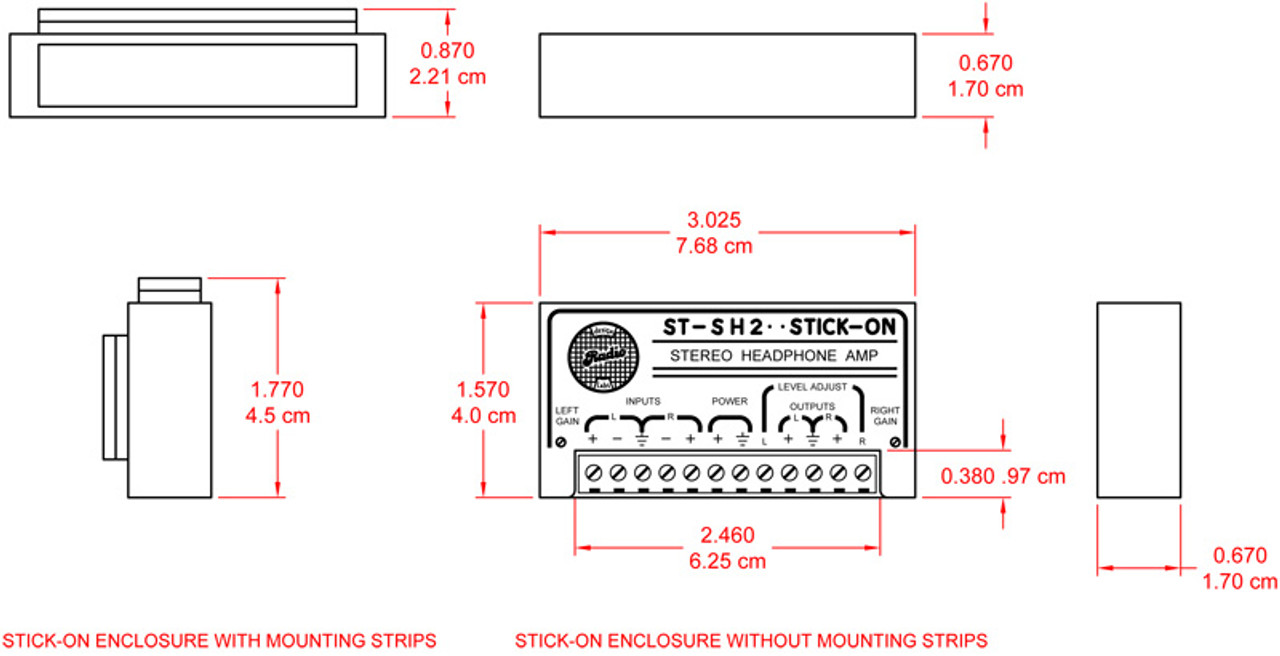 RDL ST-SH2 Stereo Headphone Amplifier - STICK-ON Series (ST-SH2)