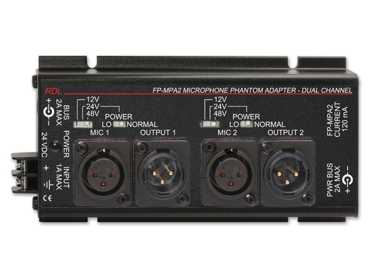 RDL FP-MPA2 Dual Microphone Phantom Adapter 12, 24, 48 V - XLR (FP-MPA2)