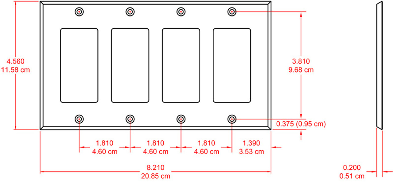 RDL CP-4 Quadruple Cover Plate (CP4)