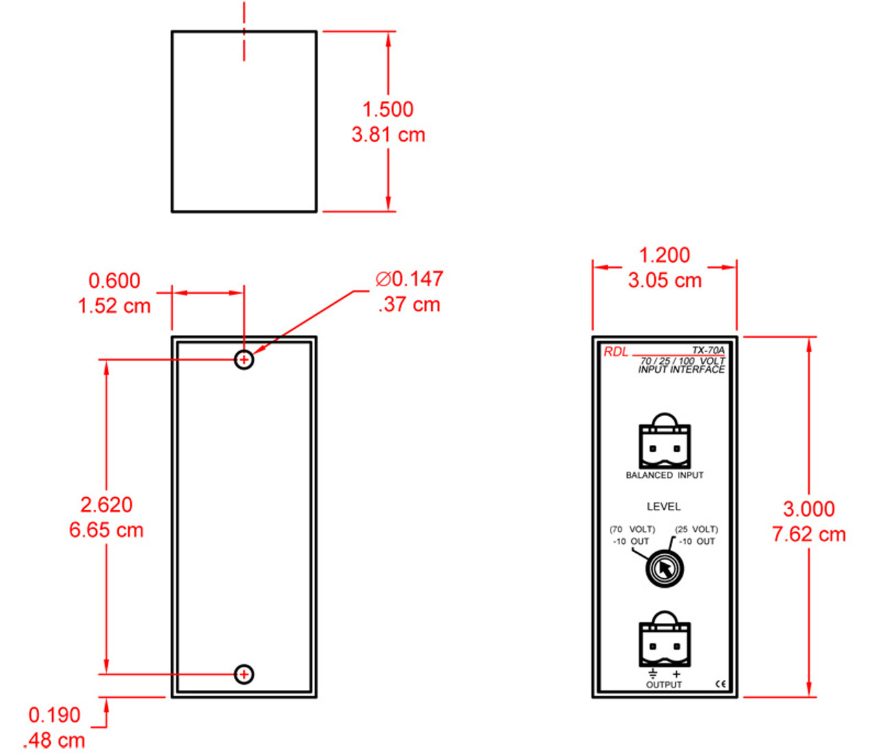 RDL TX-70A Input Interface with Unbalanced Line Out (TX-70A)