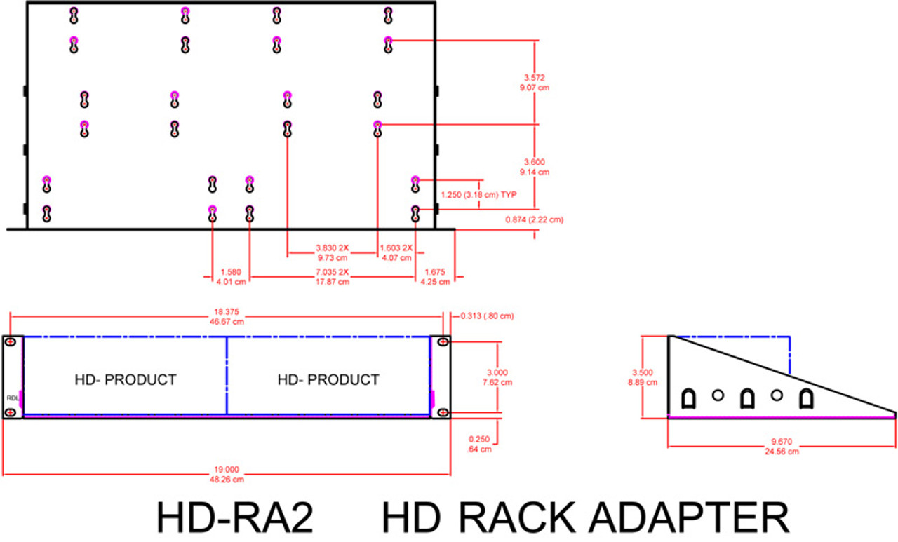 RDL HD-RA2 HD Series Rack Adapter (HD-RA2)