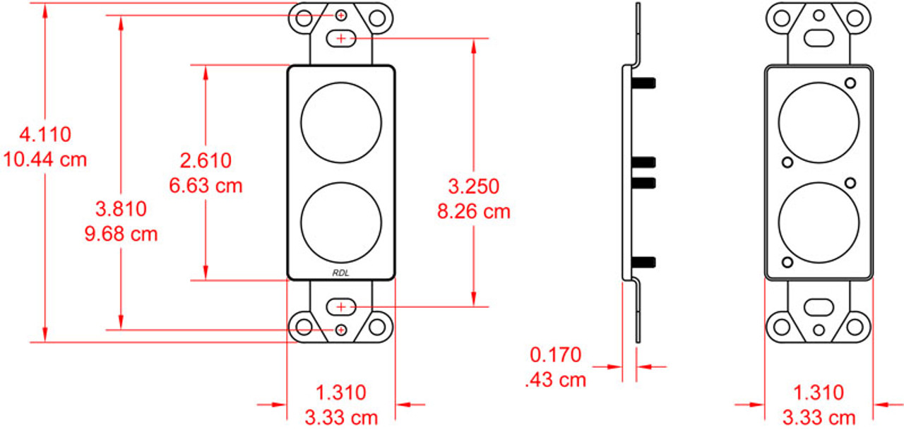 RDL DS-D2 Double Plate for Standard and Specialty Connectors (DS-D2)