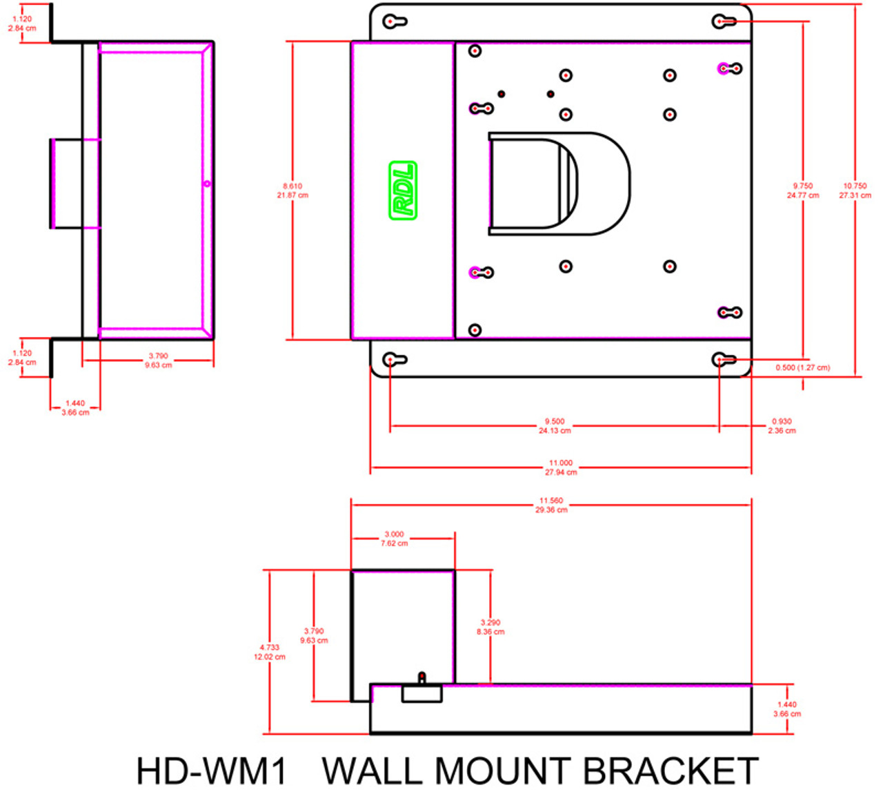 RDL HD-WM1 HD Series Wall Mount Bracket (HD-WM1)