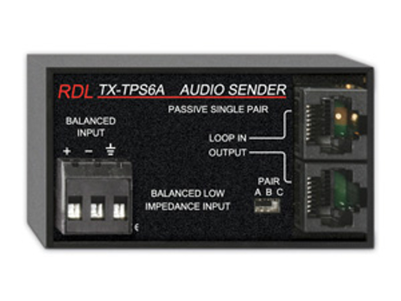 RDL TX-TPS6A Passive Single-Pair Sender Twisted Pair Format-A - Balanced audio line input (TX-TPS6A)