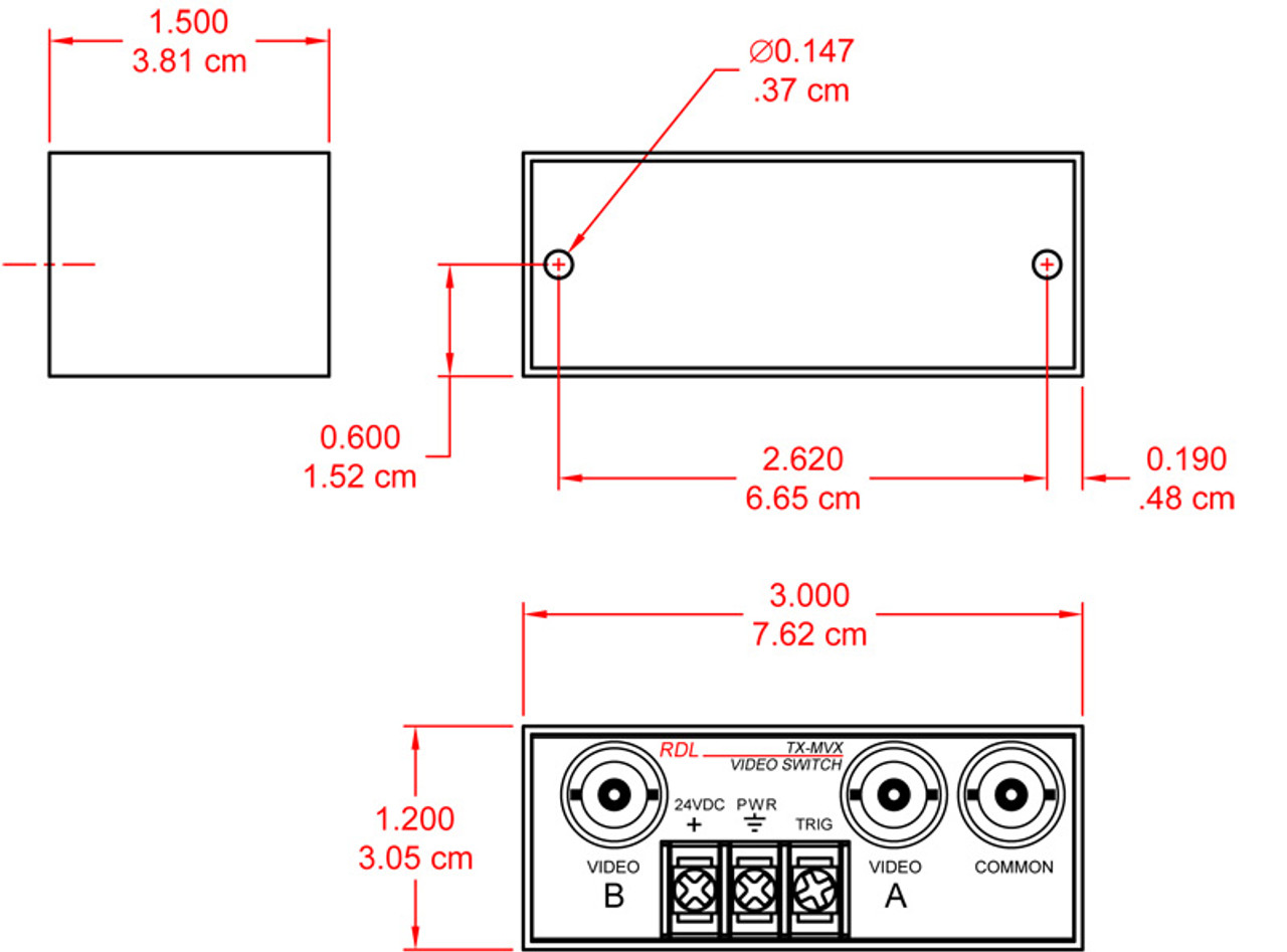 RDL TX-MVX Manual Remote Controlled Video Switch - 2x1 - BNC (TX-MVX