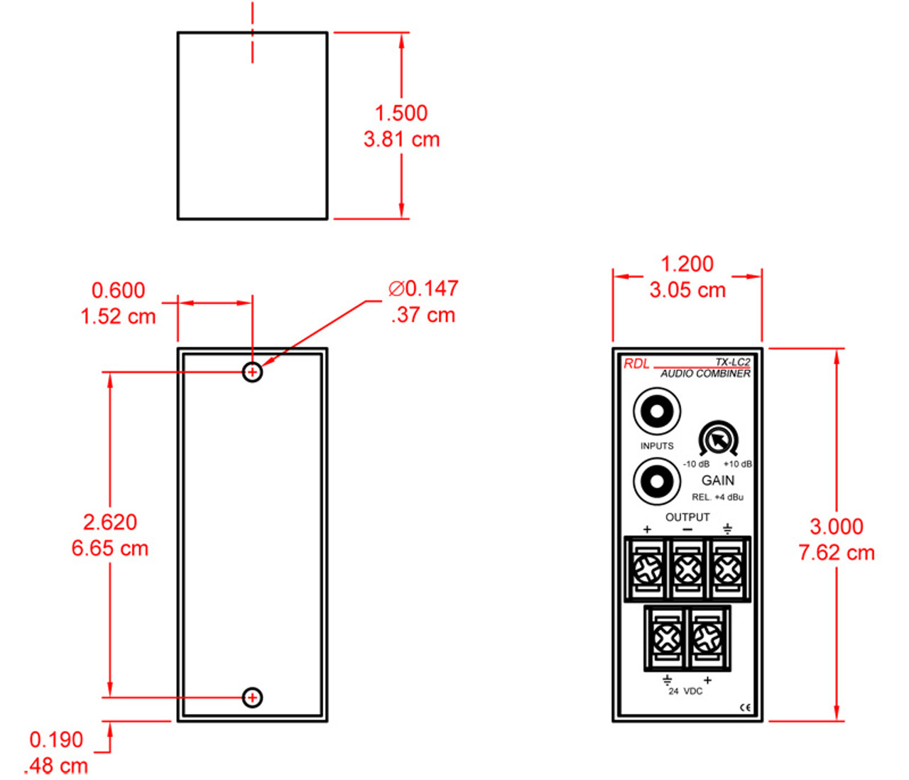 RDL TX-LC2 Unbalanced to Balanced Line Combiner (TX-LC2)