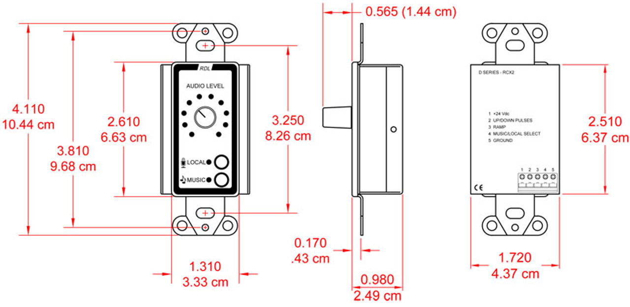 RDL D-RCX2 Room Control for RCX-5C Room Combiner (DRCX2)