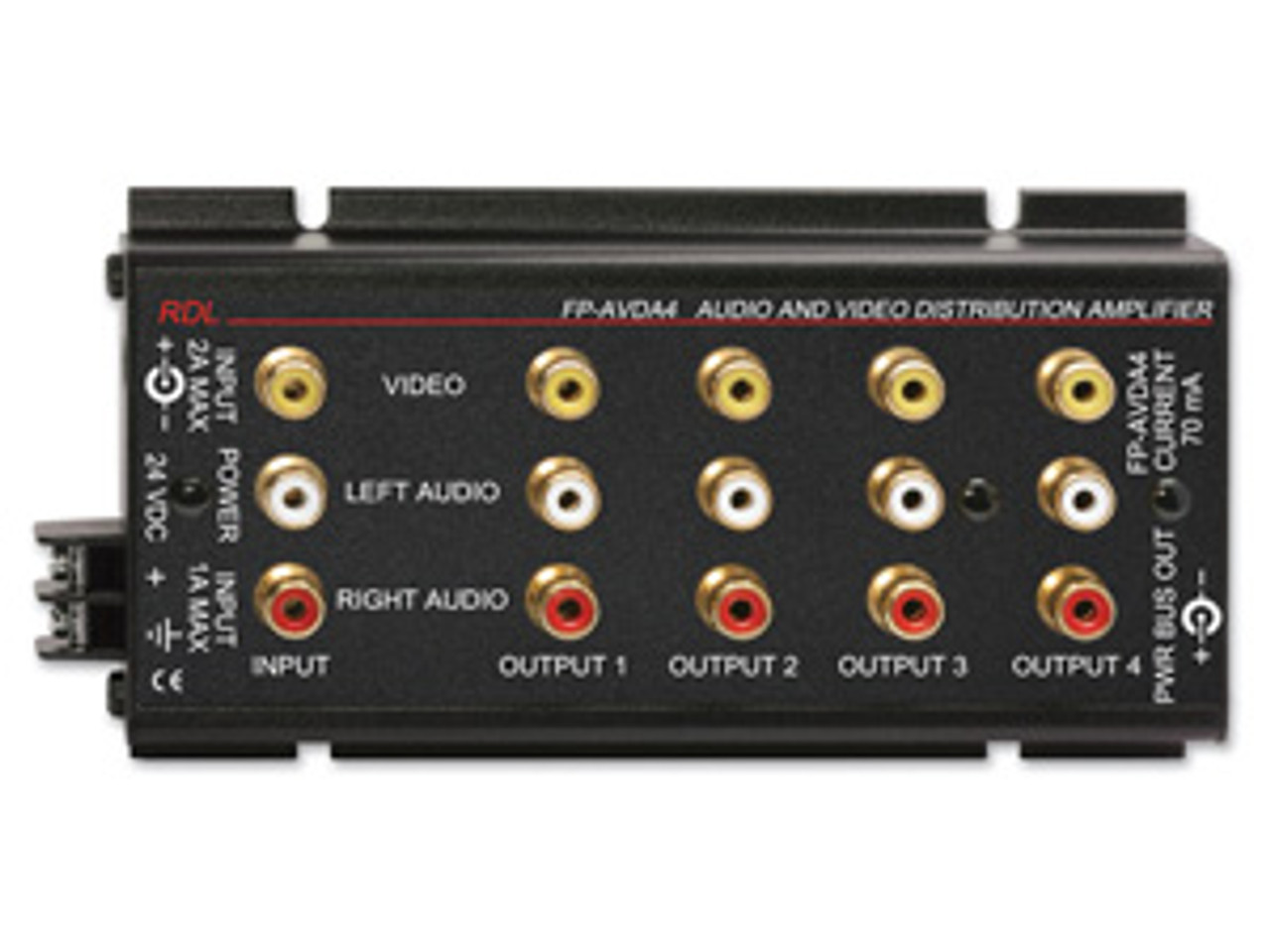 RDL FP-AVDA4 Stereo Audio/Video Distribution Amplifier - 1x4 - RCA Jacks (FP-AVDA4)