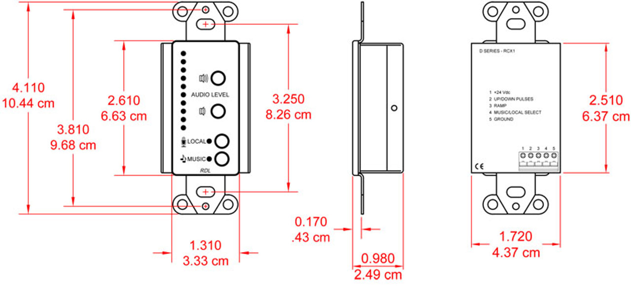 RDL D-RCX1 Room Control for RCX-5C Room Combiner (DRCX1)