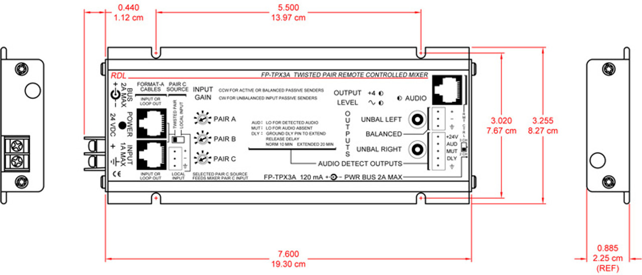 RDL FP-TPX3A Format-A Twisted Pair Remote Controlled Mixer (FP-TPX3A)