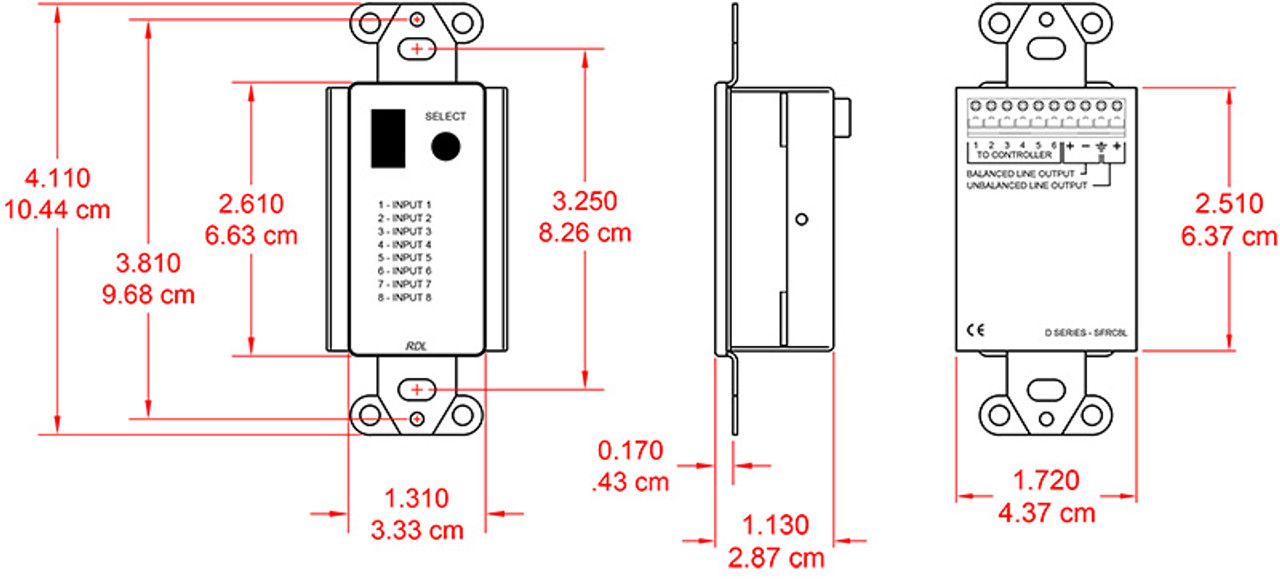 RDL D-SFRC8L Audio Selector for SourceFlex Distributed Audio System (DSFRC8L)