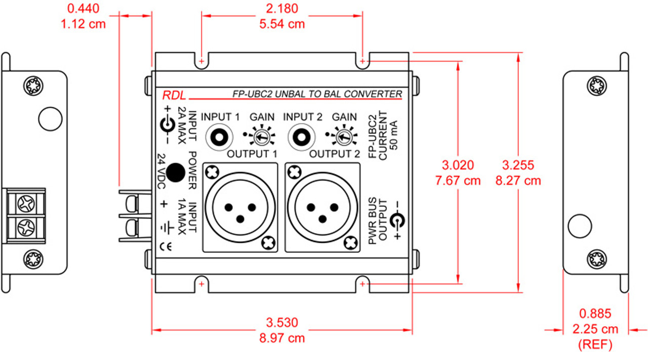 RDL FP-UBC2 Unbalanced to Balanced Converter - 2 Channel (FP-UBC2)