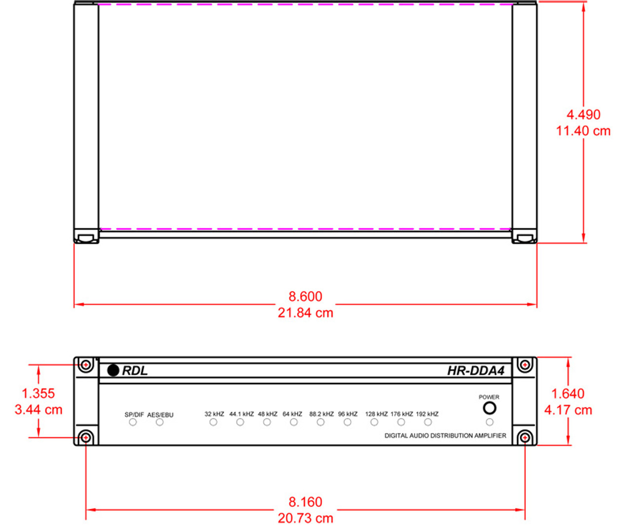 RDL HR-DDA4 Digital Audio Distributor - 1x4 (HR-DDA4)