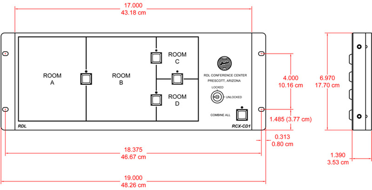 RDL RCX-CD1L Remote Control for RCX-5C Room Combiner (RCX-CD1L)