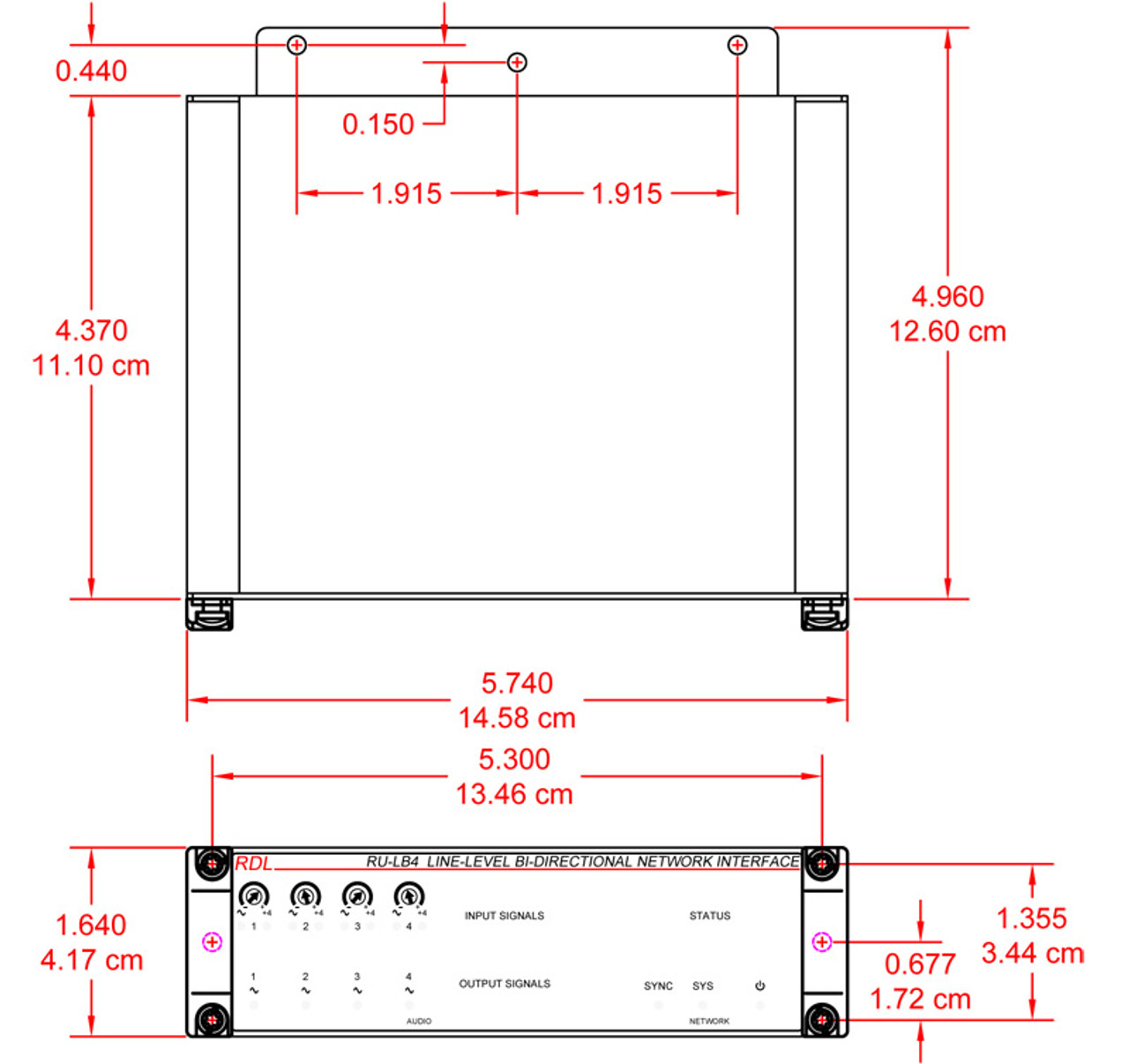 RDL RU-LB4 Line-Level Bi-Directional Network Interface (RU-LB4)