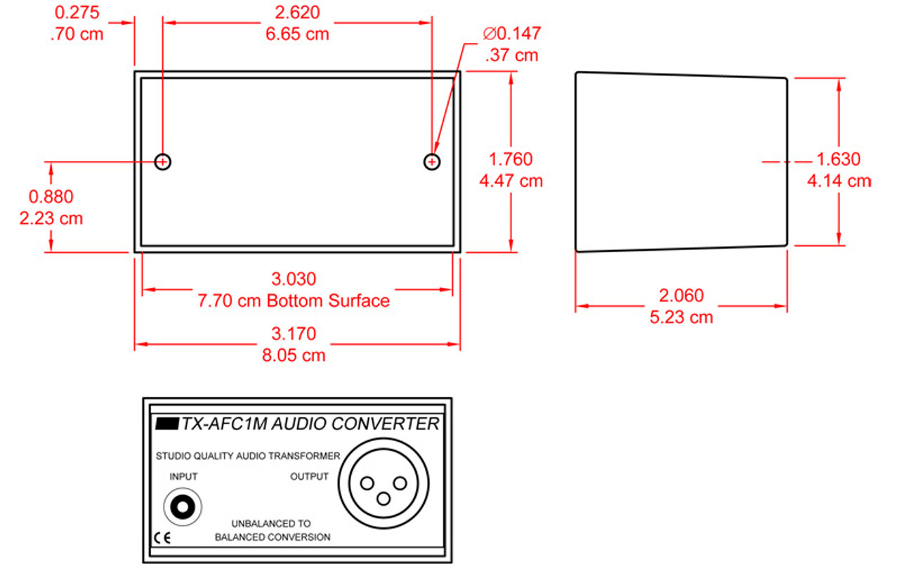 RDL TX-AFC1M Unbalanced to Balanced Audio Transformer - RCA, XLR (TX-AFC1M)