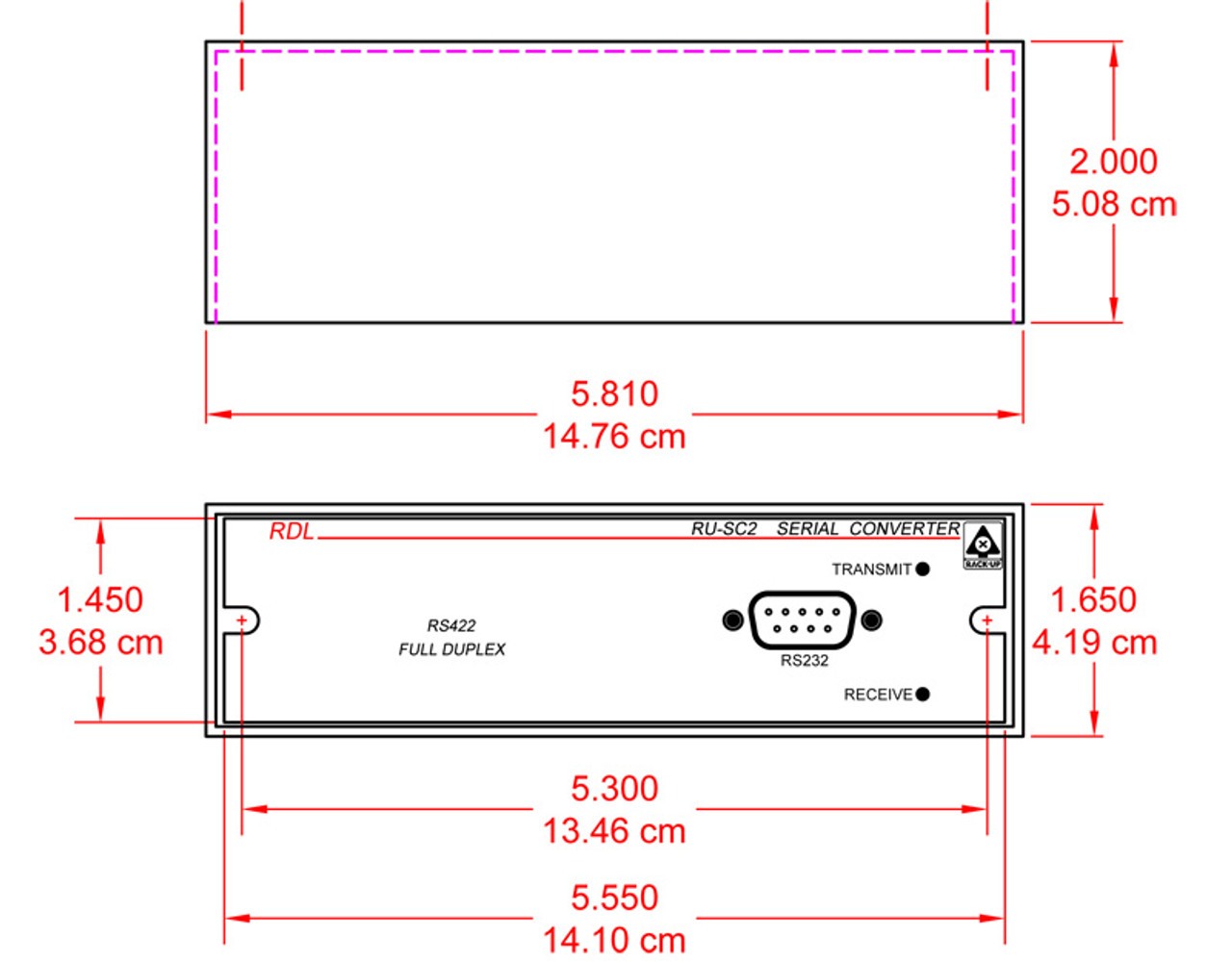 RDL RU-SC2 RU-SC2 RS-232/422 Serial Converter (Full-Duplex) (RU-SC2)