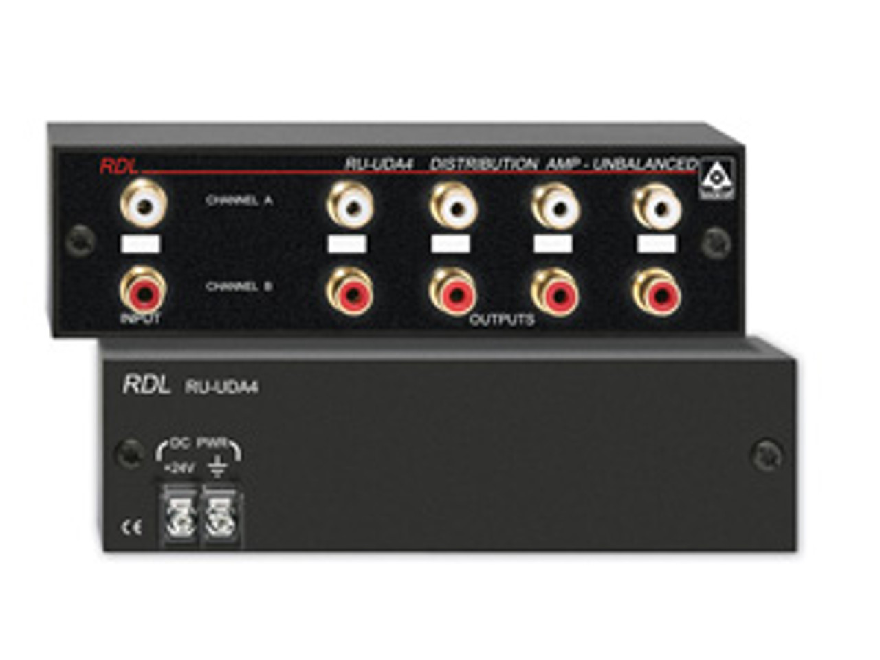  RDL RU-UDA4 Unbalanced Stereo Distribution Amplifier with Stereo or Dual Mono Inputs and 4 Outputs Per Input - RCA Connectors (RU-UDA4)